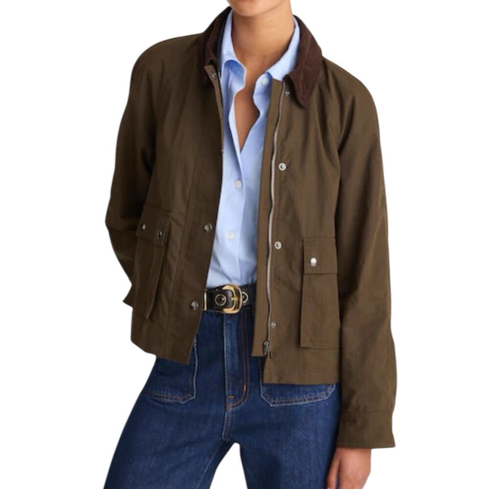 NWD Madewell The Billie Short Jacket Trench Green Barn Coat Women’s XL
